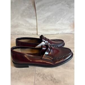 Mango Women’s Gathered Bovine Leather Moccasin Burgundy Size 10 EUR 42 New
